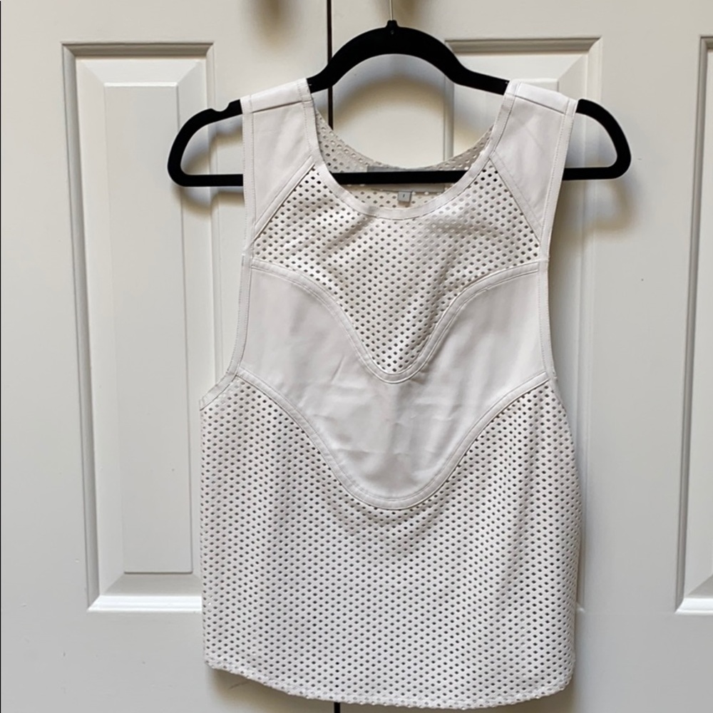 White faux leather top
